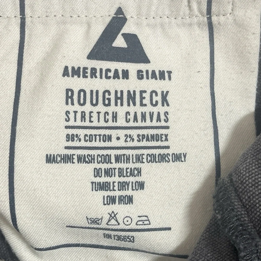American Giant Roughneck Canvas Pants‎ Mens 32x43, Fits 34x33 Gray Straight Leg